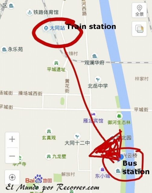 Datong Bus Terminal Map El Monasterio colgante Xuankong en Datong. Cómo llegar