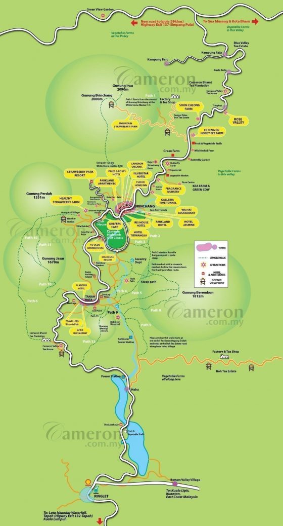 Map cameron Highlands free gratis trails
